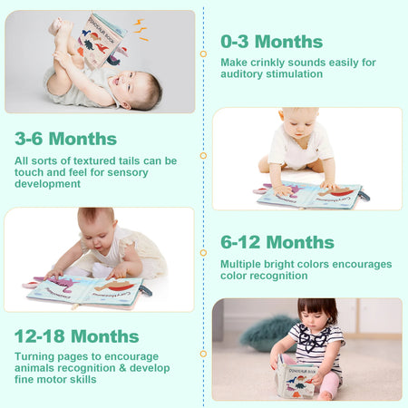 CoolPlay Dinosaur Soft Cloth Book &ndash; Engaging Sensory Experience for Babies