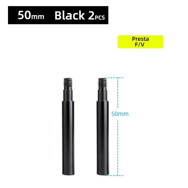 Deemount Presta Valve Extender &ndash; Durable CNC Aluminum Alloy Construction Black 50mm 2PC / CHINA