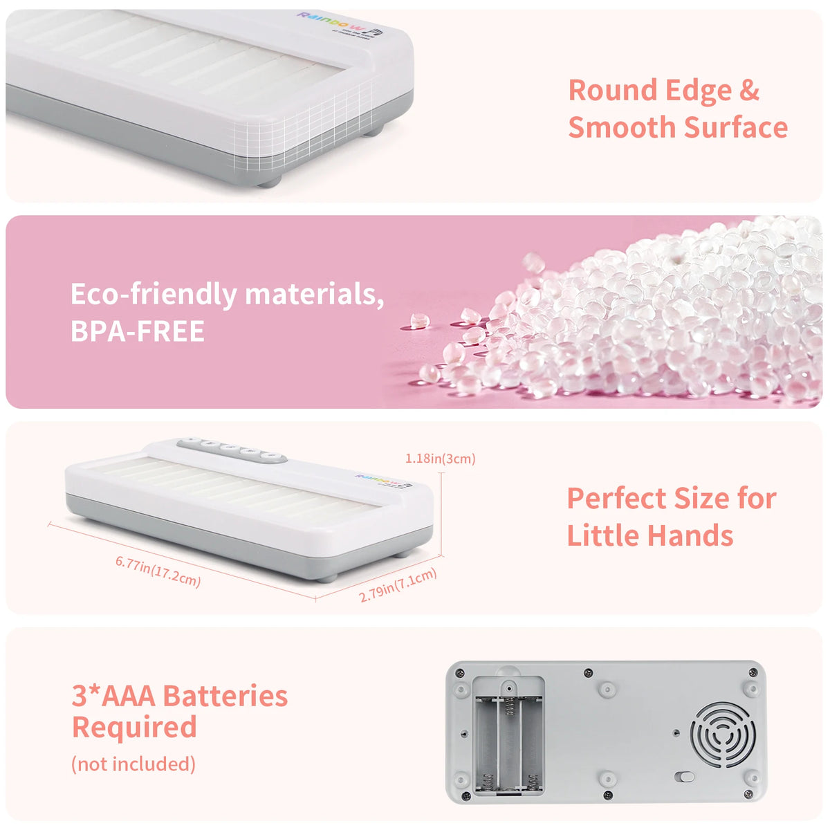 Rainbow Flashing Piano Toy &ndash; Educational Fun with 5 Instruments