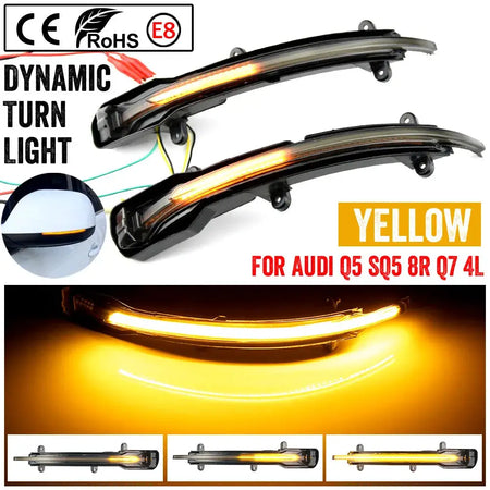 Dynamic LED Turn Signal Lights for Audi Q5 SQ5 Q7 SQ7 Side Mirrors by InterCyprus Trading Ltd
