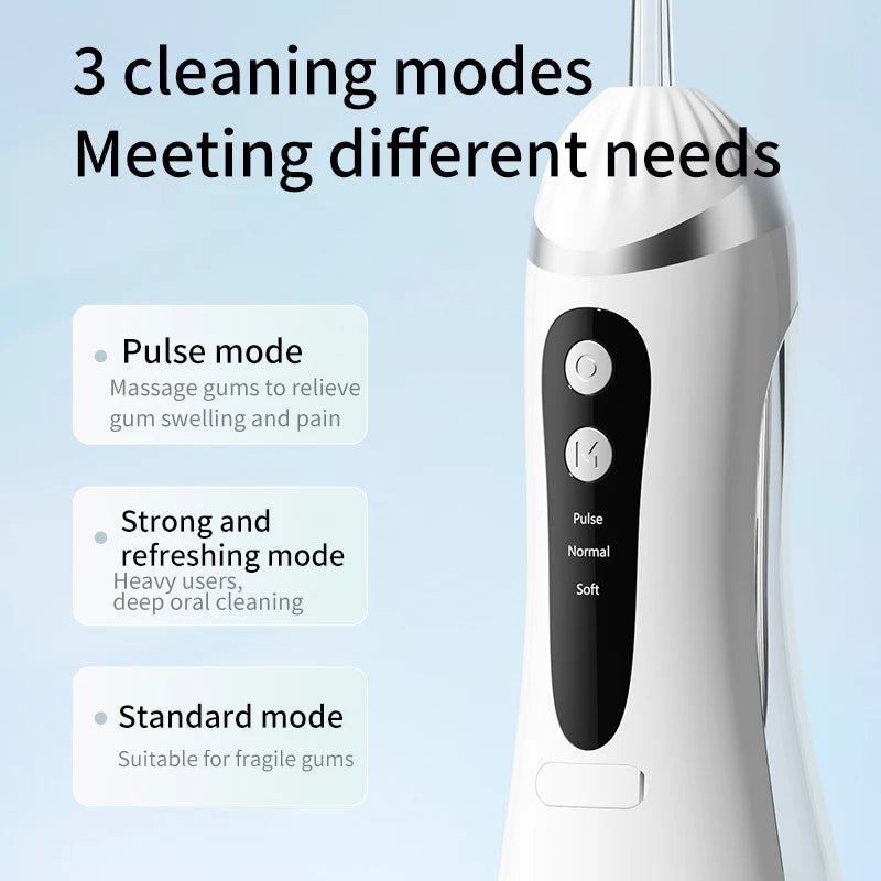USB Rechargeable Oral Irrigator with 3 Modes &amp; 4 Nozzles | IP65 Waterproof