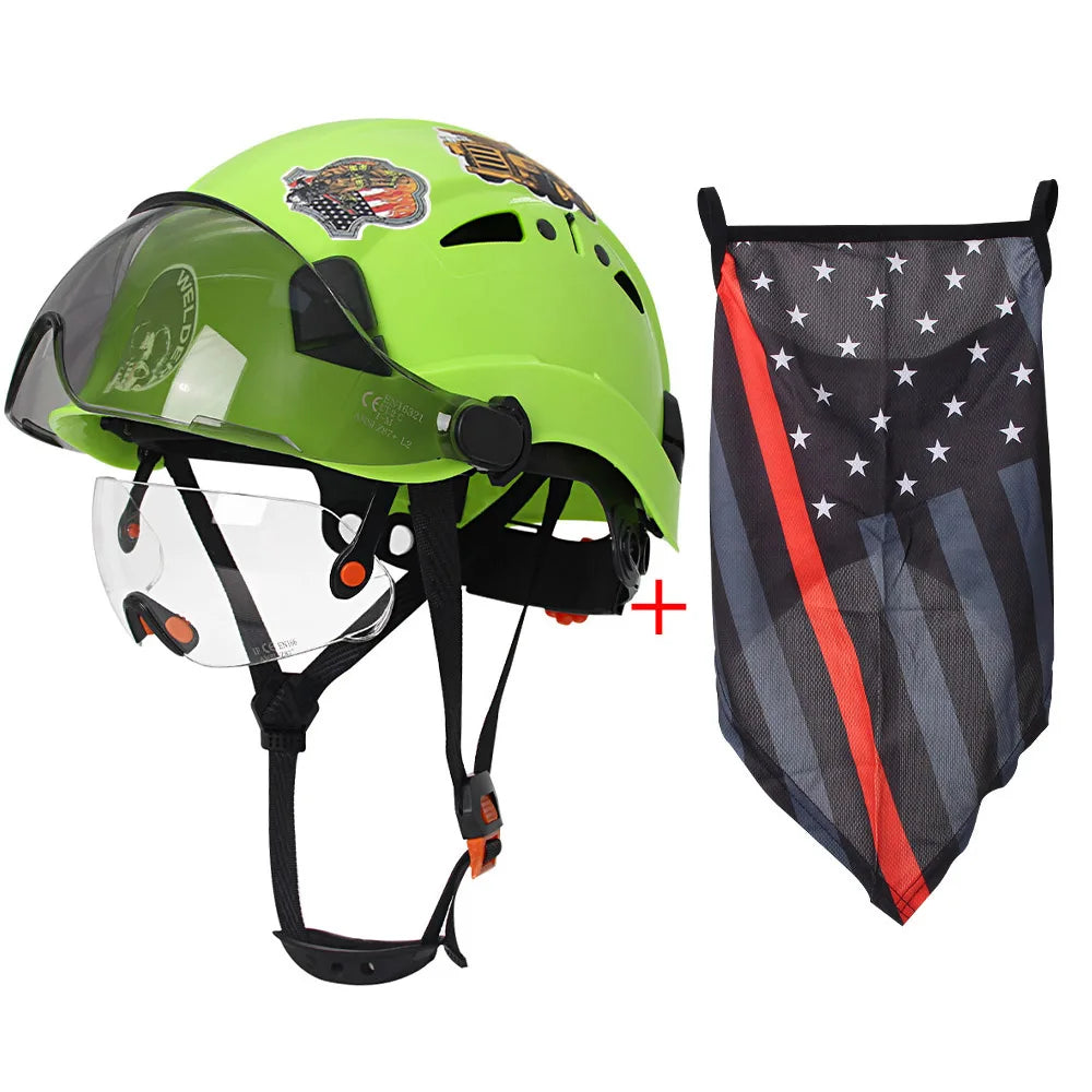 4AQM0226 Construction Cap With Goggles &ndash; Dual Protection Green A