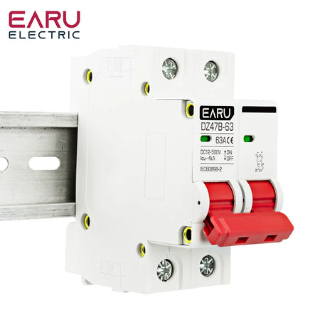 EARUELETRIC DZ47 DC Circuit Breaker - 1P/2P Battery Protection Switch (12V-500V)