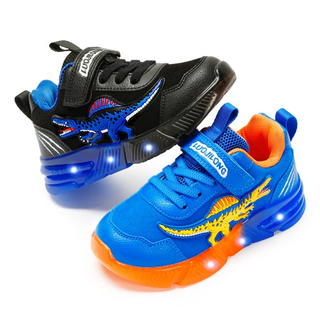 EXDINO Light Up Dinosaur Sneakers for Boys 2-6Y
