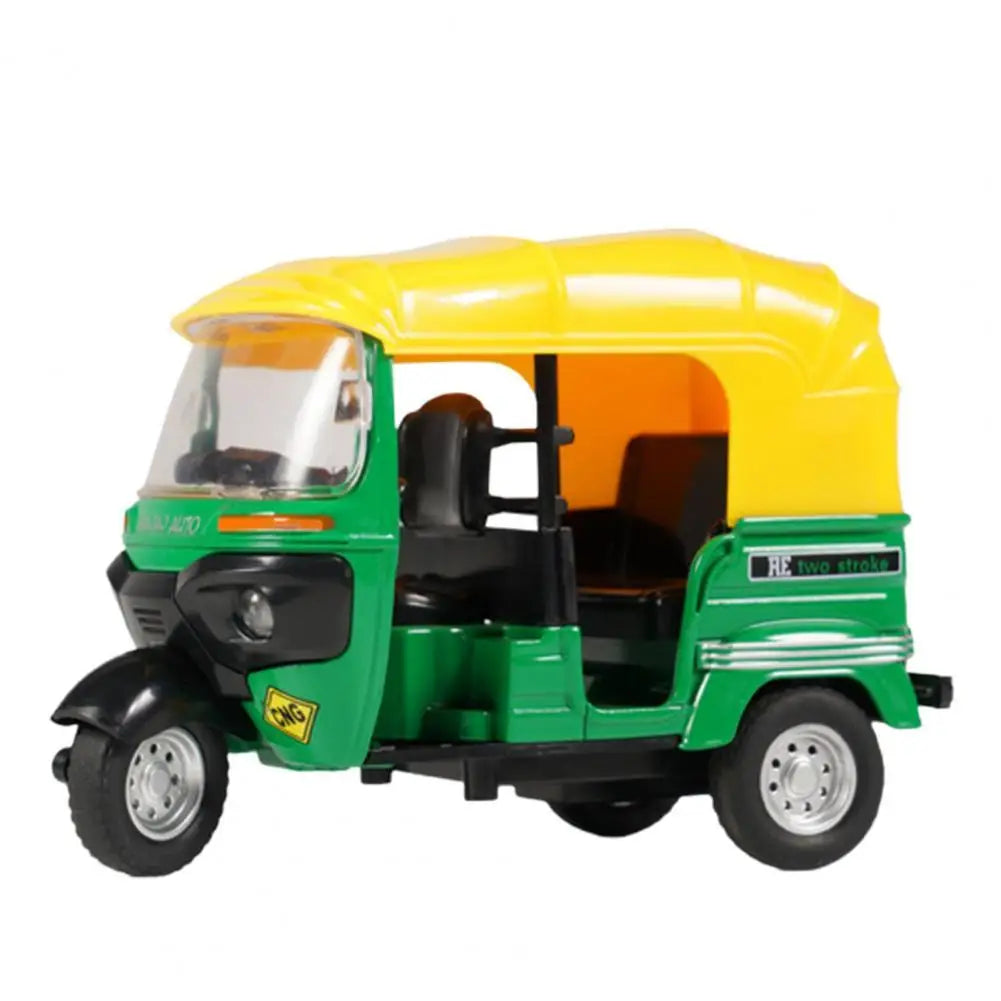 Alloy Indian Tricycle Model &ndash; Diecast Sound and Light Motorcycle Toy Green
