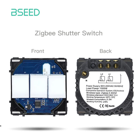 BSEED Zigbee Touch Smart Light Switch - 1/2/3 Gang Control Zigbee Shutter Part / EU standard