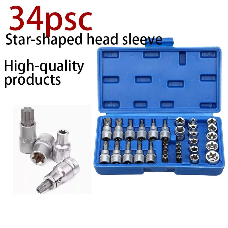 34pc Torx Bit Socket Set &ndash; Chrome Vanadium Heavy Duty