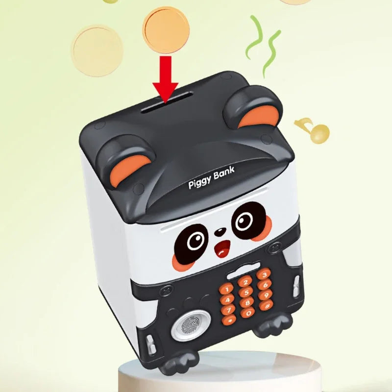 Piggy Bank Cartoon Panda - Password And Fingerprint Access