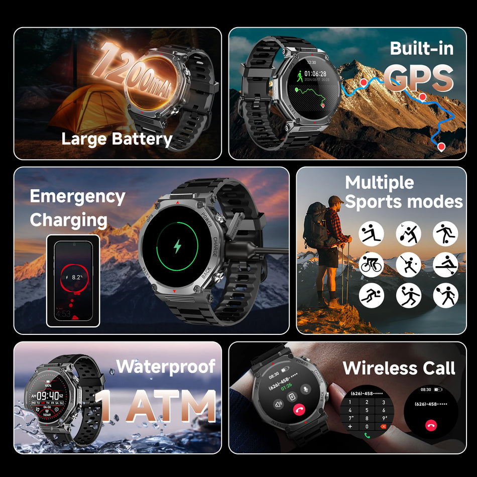T-Rex3 Smartwatch With GPS, 1200mAh Battery, Voice Assistant, Outdoor Sports