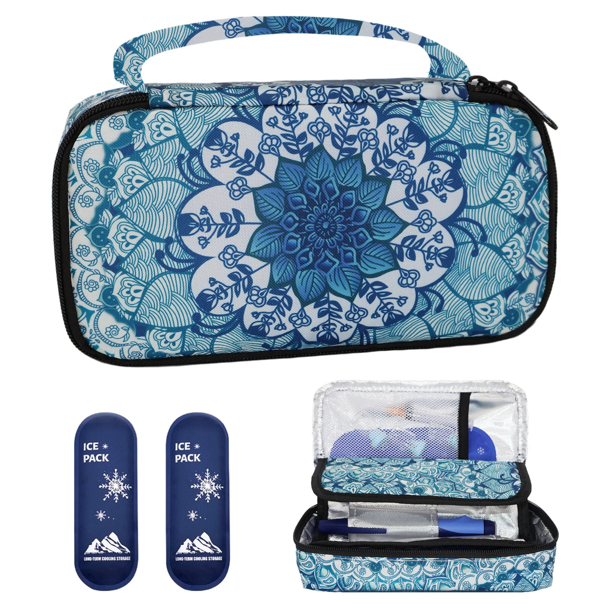 Large Portable Insulin Cooler Travel Bag &ndash; Boho Print
