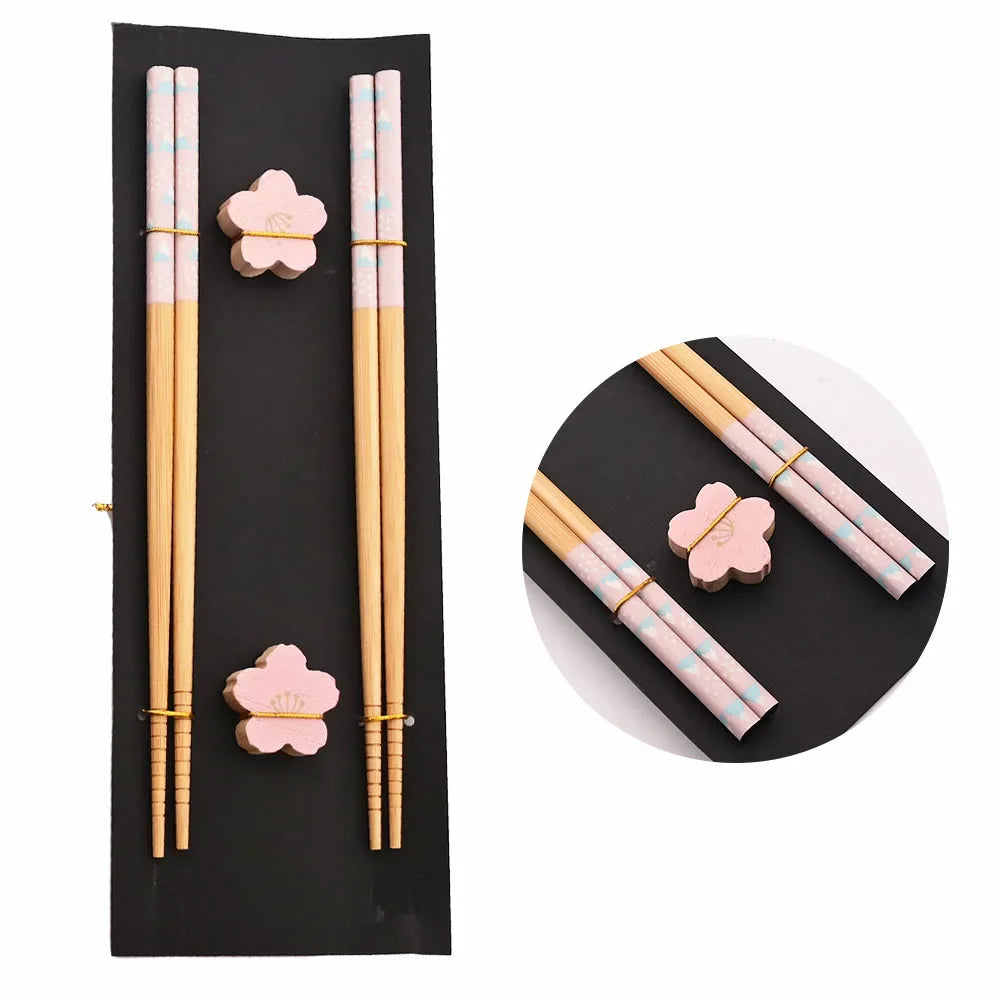 NoEnName Null Reusable Wood Sushi Chopsticks Set &ndash; Eco-Friendly Design Cherry