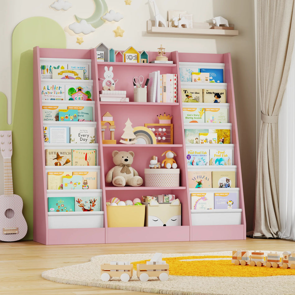 Getone 14 Raft Copii Bibliotecă Lemn Cameră de Studiu Alb