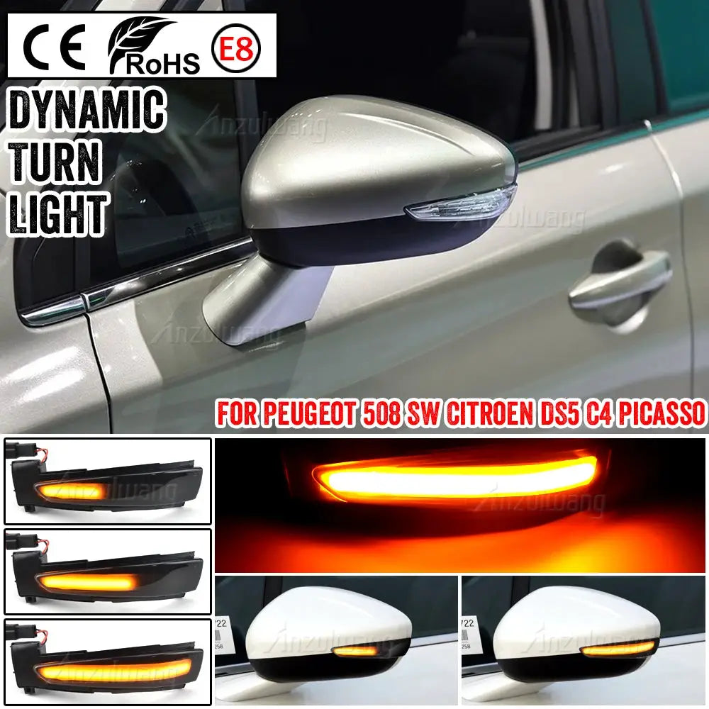 LED Side Mirror Turn Signals 6325J4 6325J5 for Peugeot 508 Citroen DS5 C4 by InterCyprus Trading Ltd