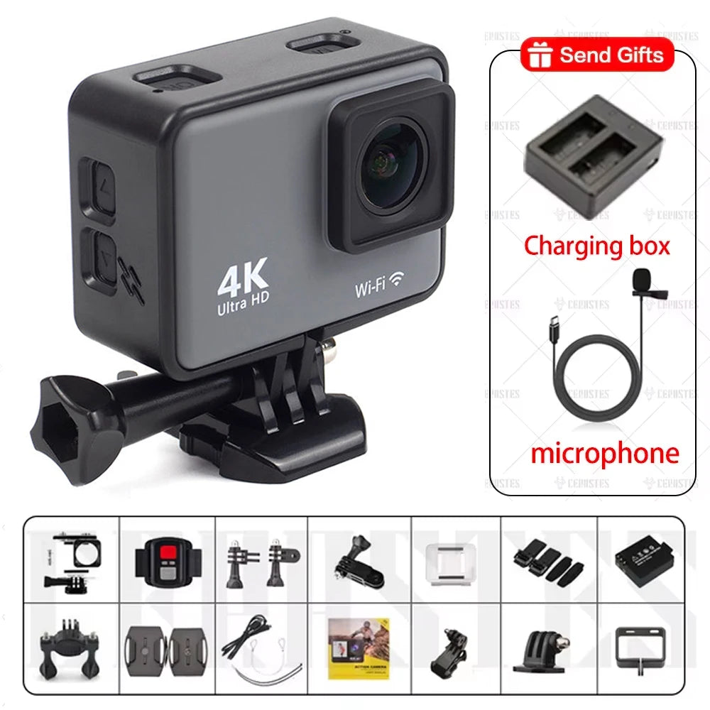 CERASTES Action Camera 4K60FPS &ndash; WiFi Enabled With Anti-Shake Technology 4K -B / 64G