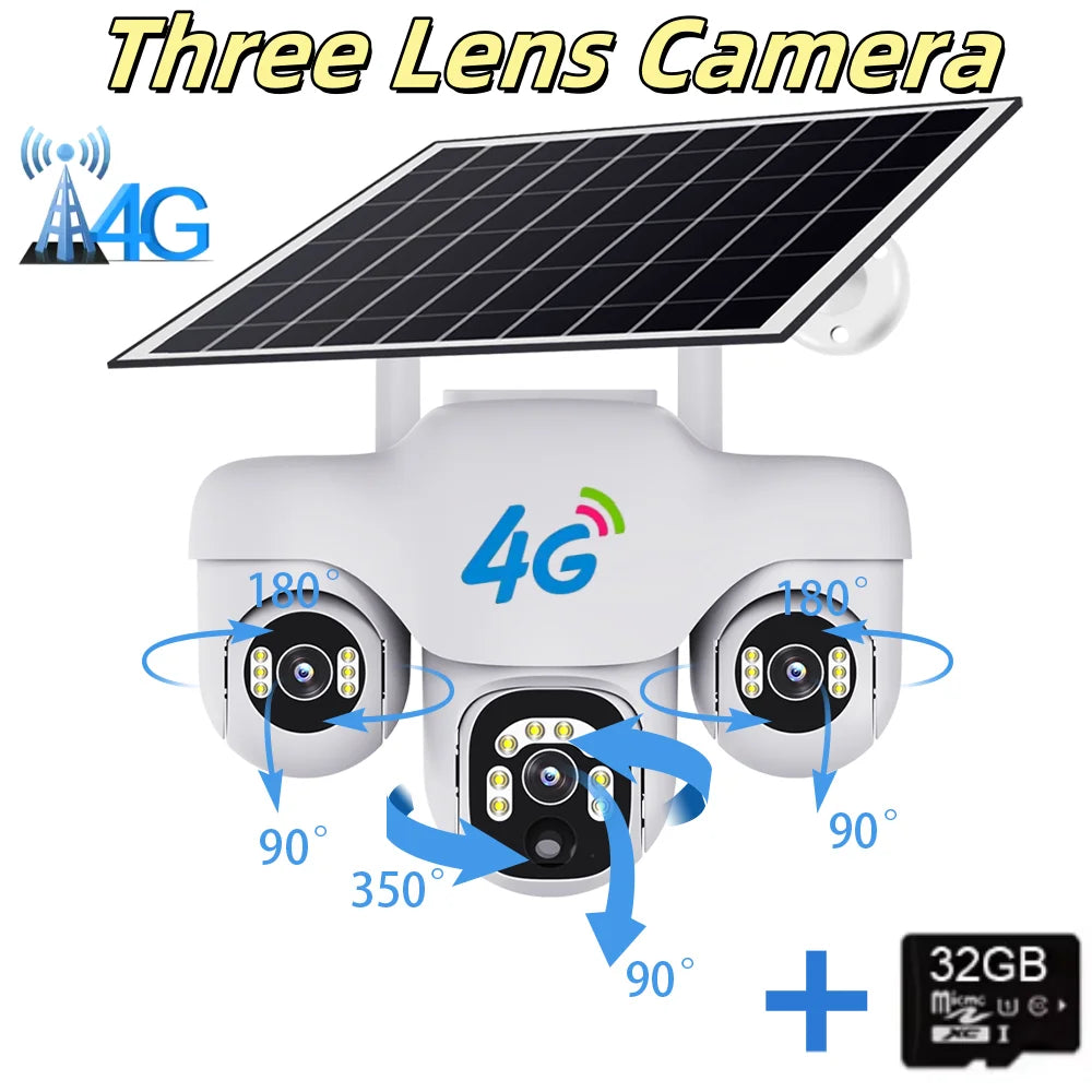 12MP Solar PTZ Camera 4G Cam Add 32G