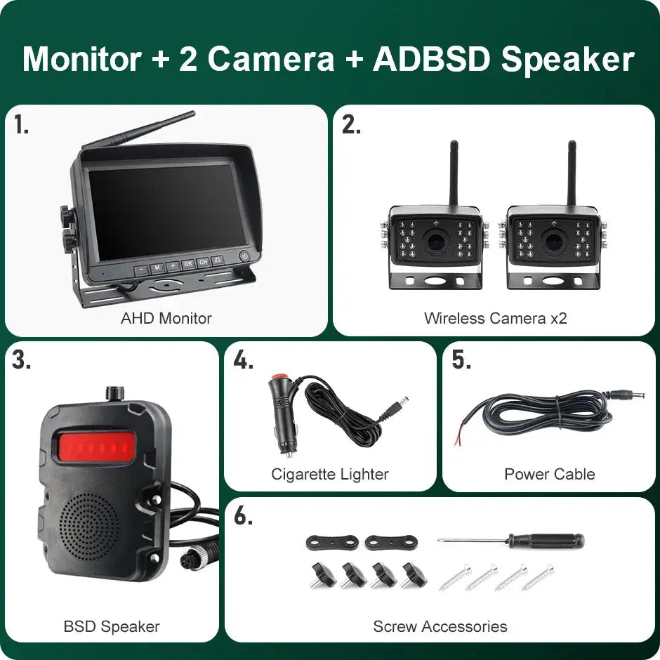7 Inch Split Screen Monitor With AHD Backup Camera And BSD Radar by InterCyprus Trading Ltd