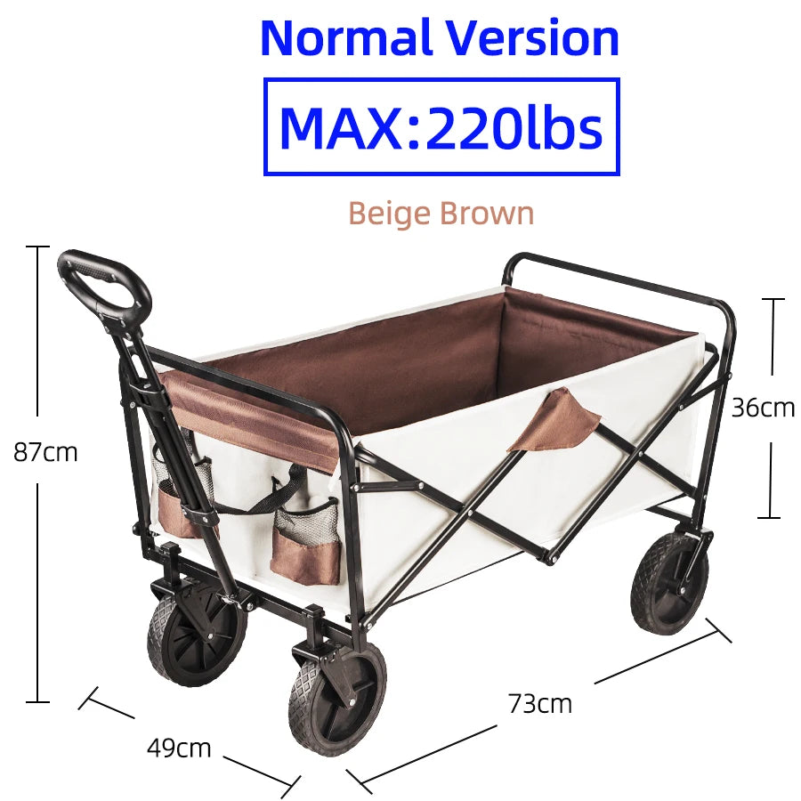 Collapsible Folding Utility Beach Cart Wagon - Heavy Duty Portable Garden &amp; Camping Trolley STC220LBS-mika