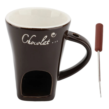 Chocolate Melting Cup Fondue Mug &ndash; Ceramic Butter Warmer brown