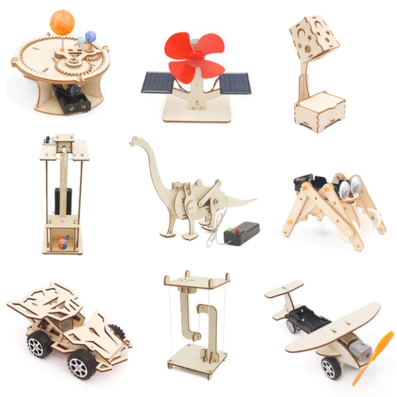 Jucării Științifice Diy Kit STEM Mașină Model Dinosaurus Puzzle din Lemn