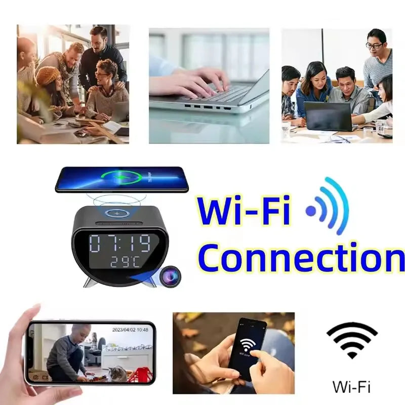 WiFi6 Alarm Clock Camera &ndash; Wireless Charging &amp; Remote Viewing