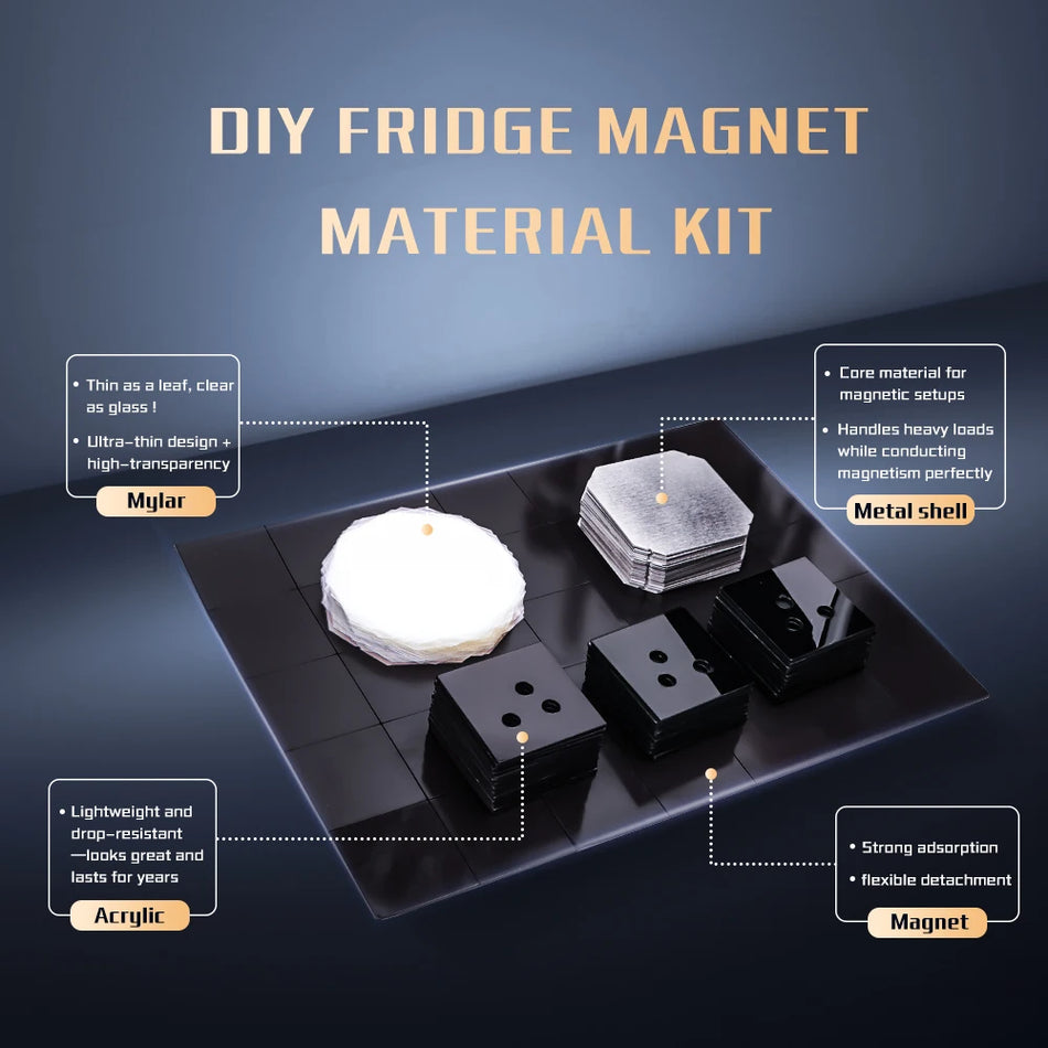 Set de 100 Materiales para Imán de Nevera de Foto Cuadrado de 50x50mm