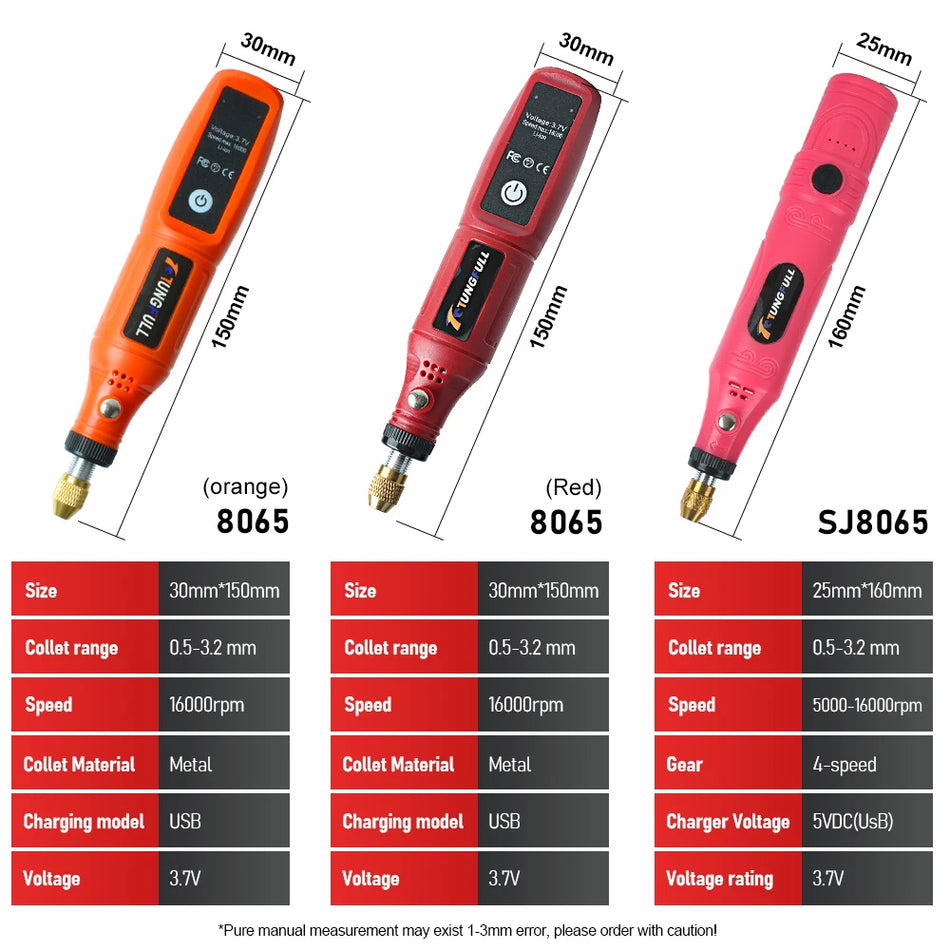 Mini brezžični rotacijski orodje 16000 RPM polnilna brusilna pisala za DIY obrti