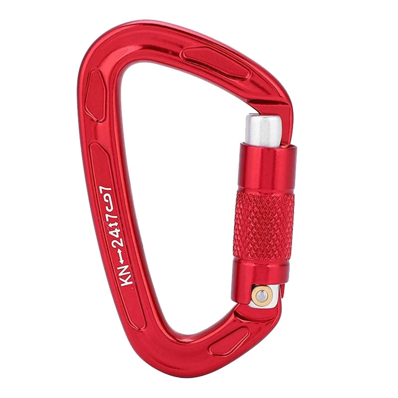 24KN Auto Lock Climbing Carabiner D Shape &ndash; Auto Lock 24KN Red
