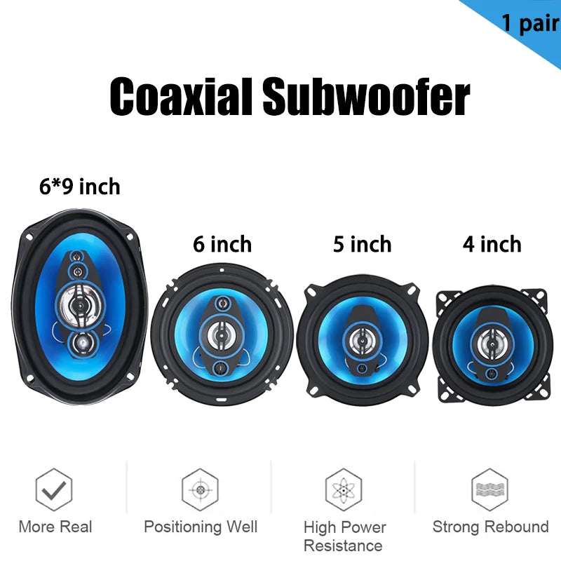 Universele Autospeakers HiFi Coaxiaal, 4 Ohm, 12V, Volledig Bereik