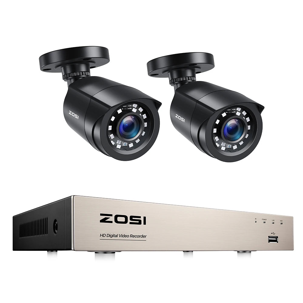 ZOSI 8CH 1080P CCTV System Outdoor Lite DVR &ndash; Night Vision 8CH DVR x 2 Cameras / None / Australia
