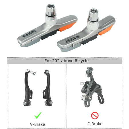 Baradine MTB Bicycle V-Brake Pads &ndash; Detachable Inserts With Three Color Modules
