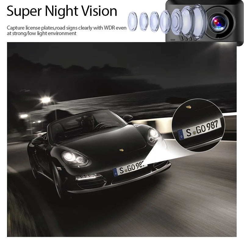 ACCEO 4K Dash Cam WIFI Car DVR - Dual Lens 24H Monitor