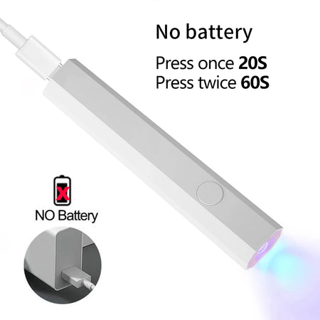 Handheld Quick Dry Nail Dryer Machine &ndash; USB Rechargeable White-Power Supply