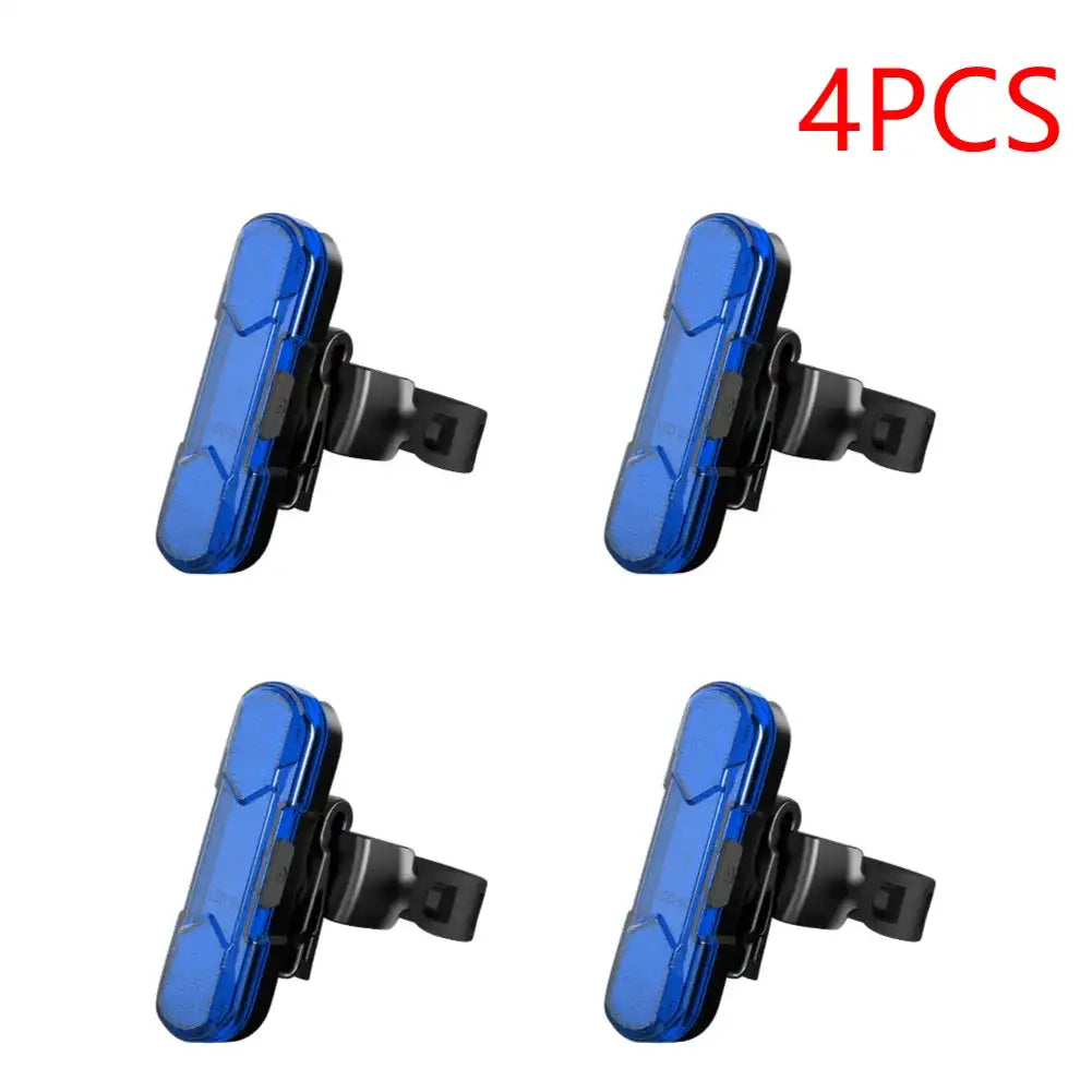 Waterproof LED Bike Tail Light Rechargeable Bicycle Rear 4PCS Blue