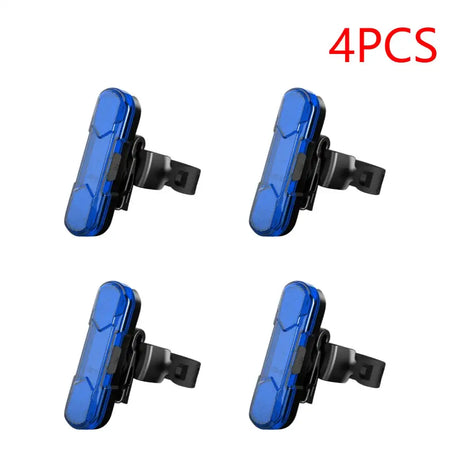 Waterproof LED Bike Tail Light Rechargeable Bicycle Rear 4PCS Blue