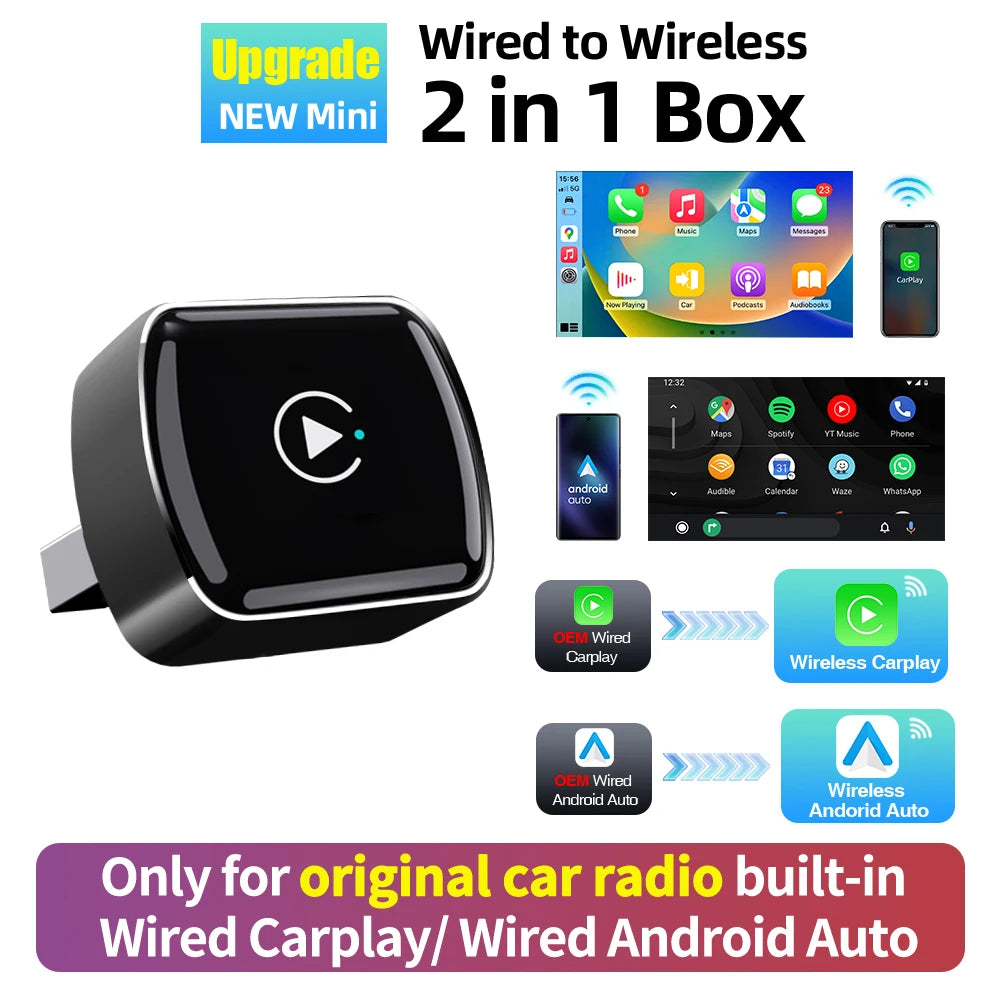 CarPlay Adapter Mini 2in1 Dongle &ndash; Wired To Wireless CP216