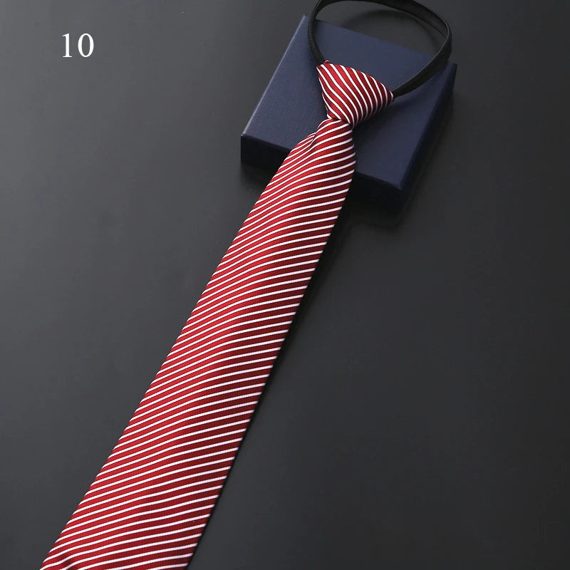 Lazy Zipper Men's Stripe &amp; Solid Colour Slim Tie 10