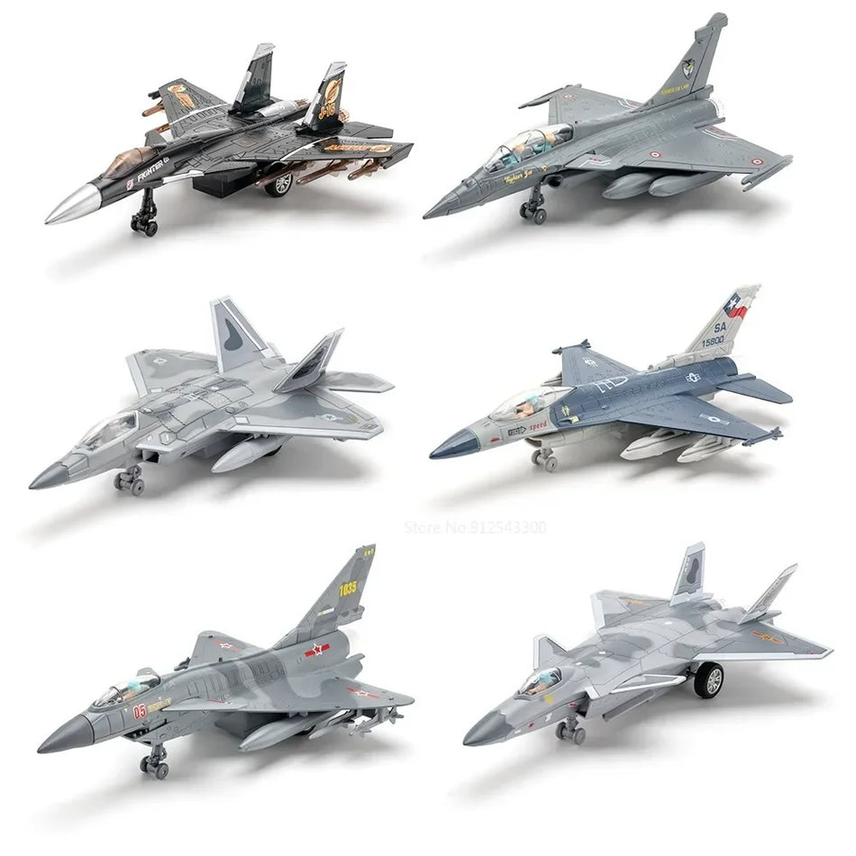 1/50 Diecast Fighter Plane Toy, Alloy Airplane With Sound And Light, Pull Back