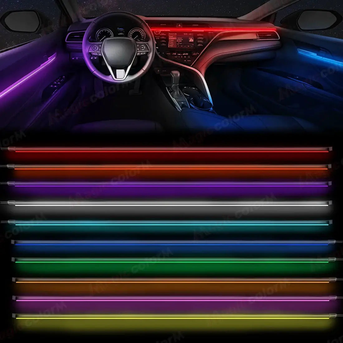 1.1M EL Wire Neon Ambient Light Car Interior Dashboard LED Decorative Lamp Universal DIY Flexible Hidden Cuttable Acrylic Strip by InterCyprus Trading Ltd