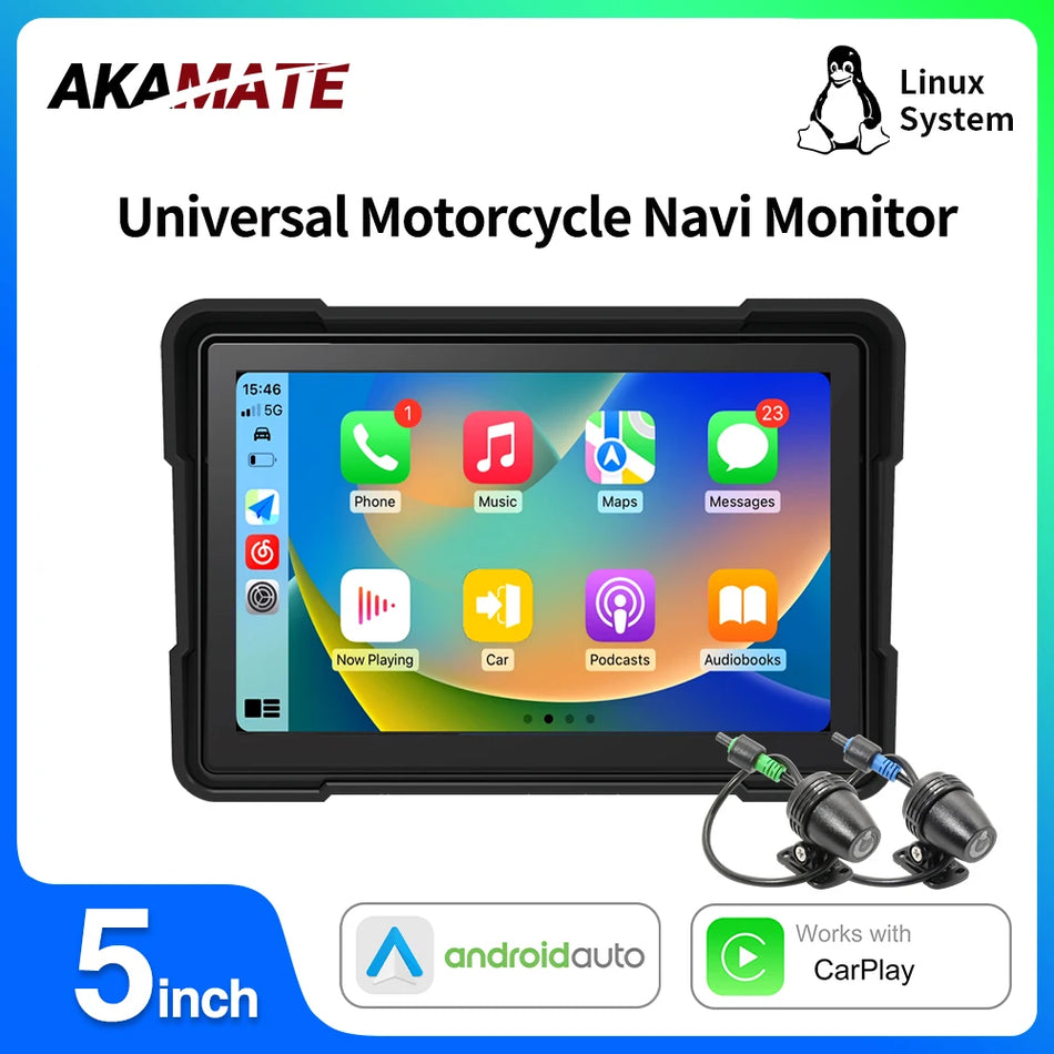 5inch Motorcycle Wireless CarPlay Monitor - Waterproof IPS