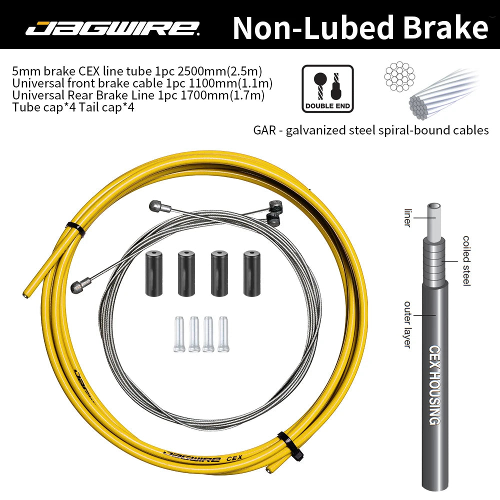 JAGWIRE MTB Road Bike Cable Set &ndash; Durable Brake and Shift Performance Brake-CEX  Yellow