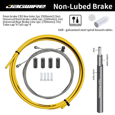 JAGWIRE MTB Road Bike Cable Set &ndash; Durable Brake and Shift Performance Brake-CEX  Yellow