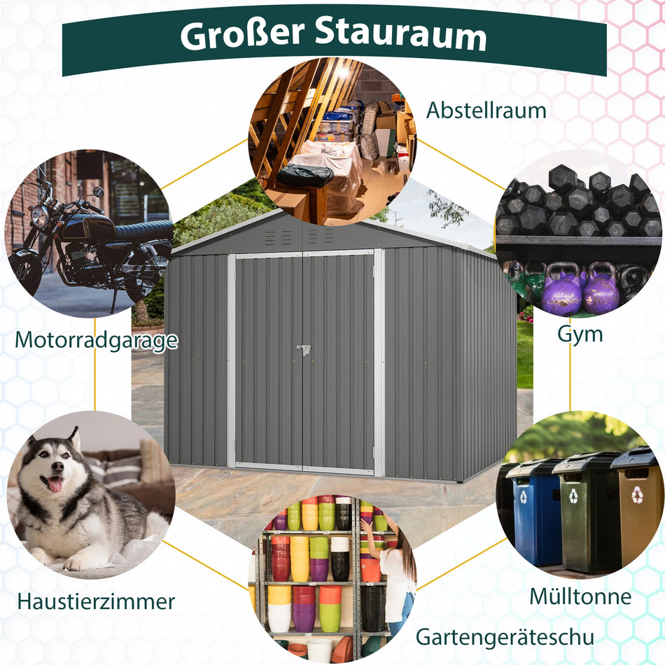 8x6ft Antracit Metal Værktøjsskur Vandtæt Foldedøre