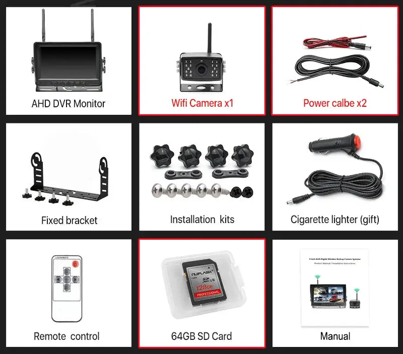 7 Inch HD AHD Car Monitor With 4 Channel DVR Wireless Backup Camera by InterCyprus Trading Ltd