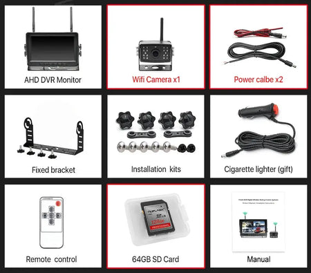 7 Inch HD AHD Car Monitor With 4 Channel DVR Wireless Backup Camera by InterCyprus Trading Ltd