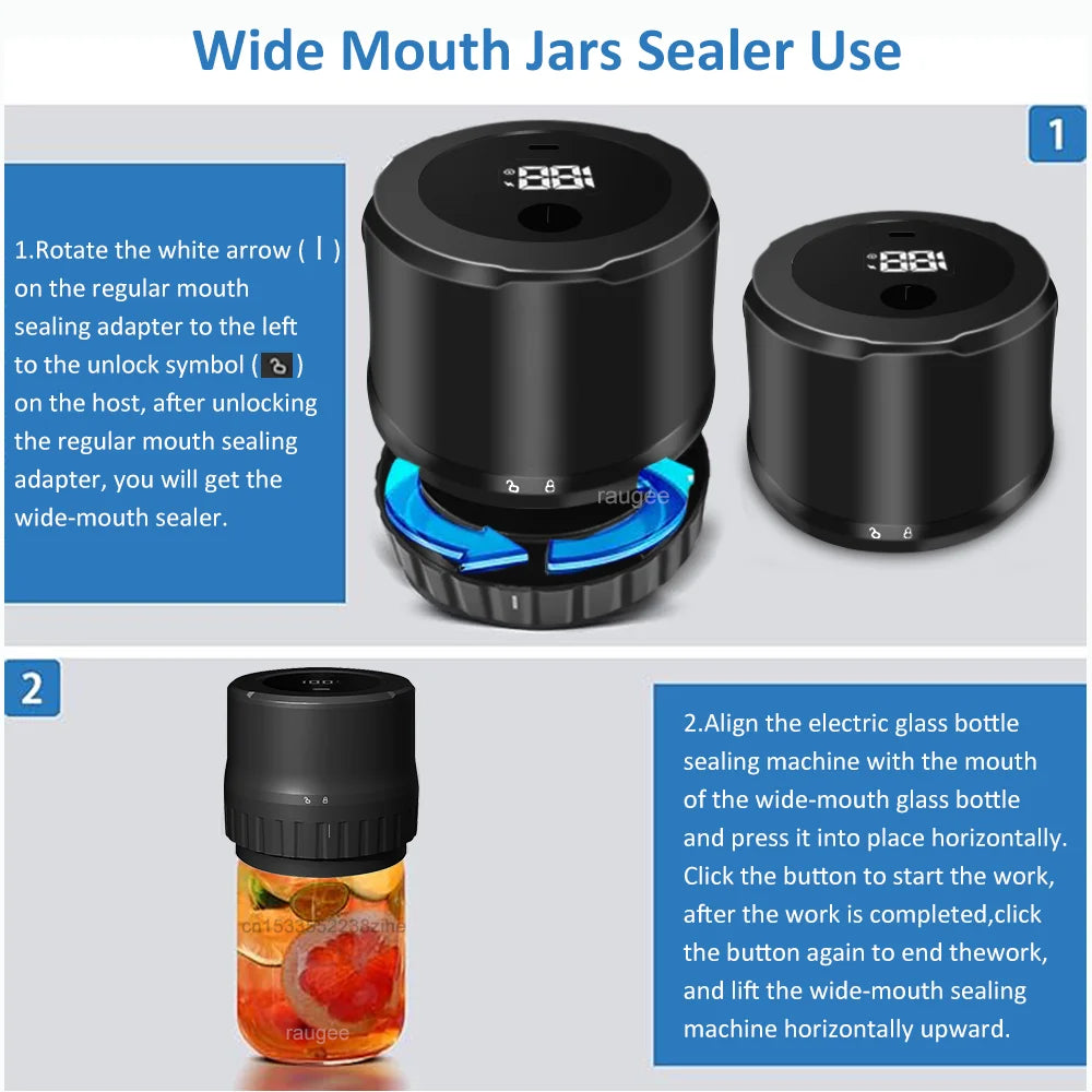 Electric Jar Vacuum Sealer Cordless Jar Kit &ndash; Two Jar Sizes