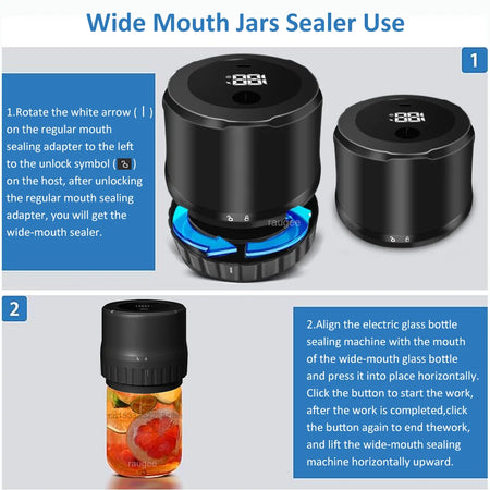 Electric Jar Vacuum Sealer Cordless Jar Kit &ndash; Two Jar Sizes
