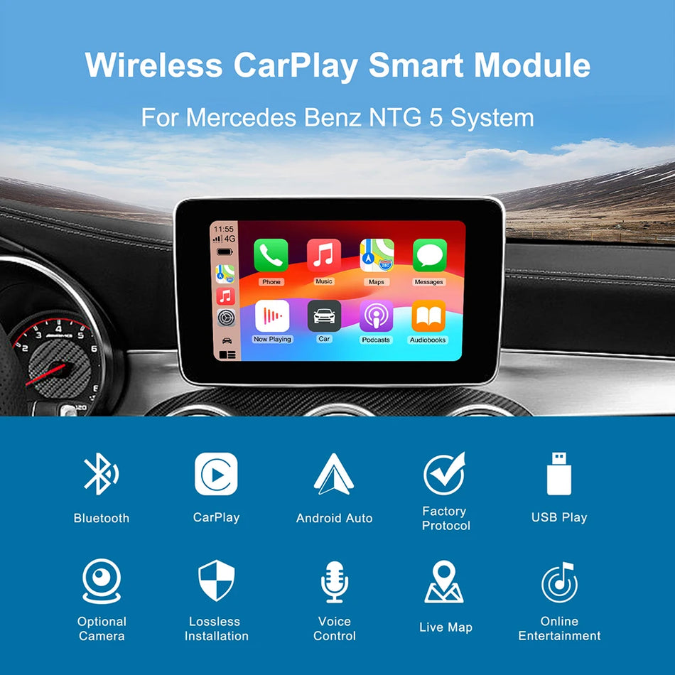 Adaptor Wireless CarPlay Mercedes-Benz NTG5.0 cu Android Auto, Bluetooth 5.0