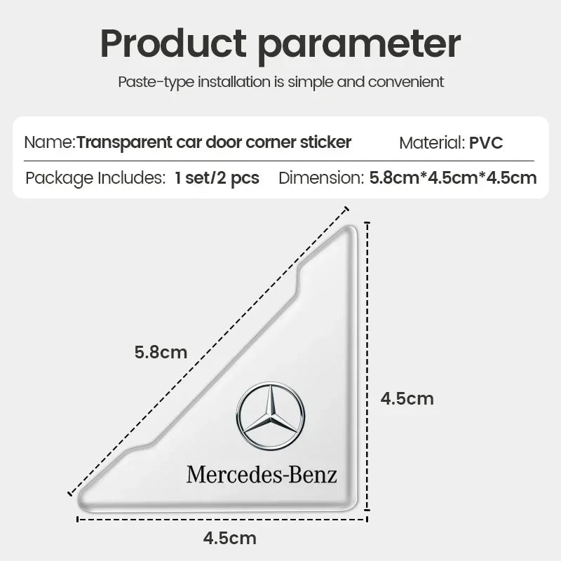 2Pcs Transparent Car Door Corner Protection Sticker &ndash; Durable PVC Material