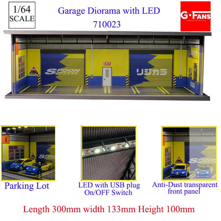 GFans 1:64 Diorama Car Garage &ndash; LED Lights Display 710023