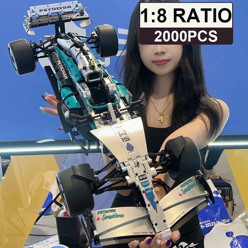 Set de blocuri de construcție pentru mașină de curse Formula, 2000 de piese, kit de model la scară 1:8